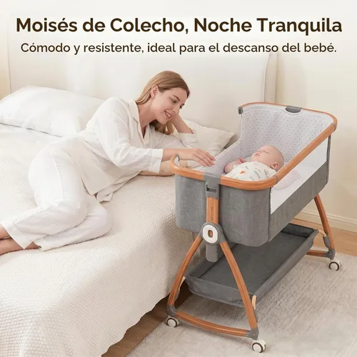 Vista 3 de Moisés para bebé, cuna mecedora 3 en 1, color gris
