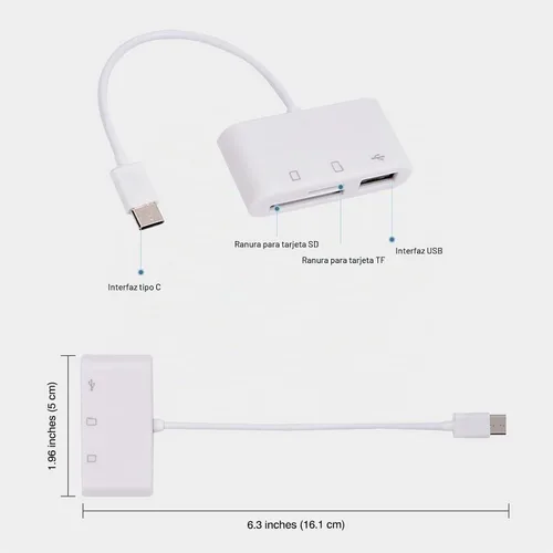 Vista 7 de [Paquete de 2] Lector de tarjetas SD para Android, adaptador de tarjeta micro SD a USB, lector de tarjetas SD USB C para lector de tarjetas