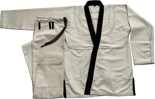 Vista 5 de Bjj Gi Jiu Jitsu Kimonos sin blanquear Gi Collar negro 100% algodón Perl tejido 450GSM