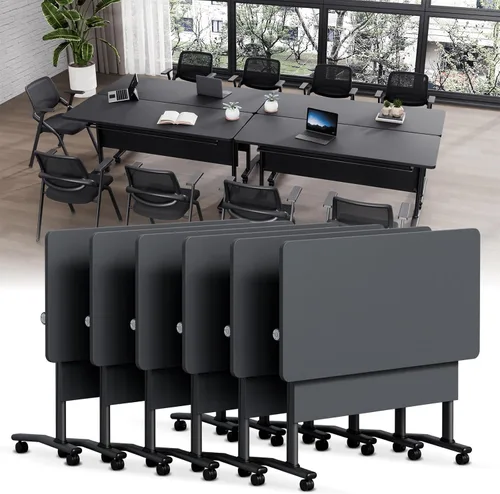 Vista 19 de Folding Conference Table with Wheels, Modular Foldable Conference Room Training Tables for Training Rooms, Flip Top Mobile Rolling Meeting Seminar