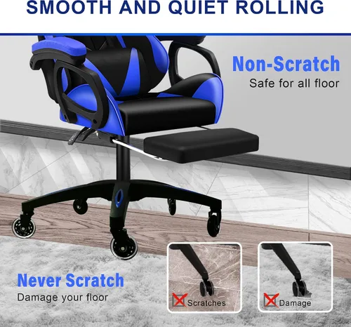 Vista 2 de Frassie Base de silla de juego de 28 pulgadas de nylon con 5 ruedas, parte de repuesto para silla de oficina resistente Boss (Azul)