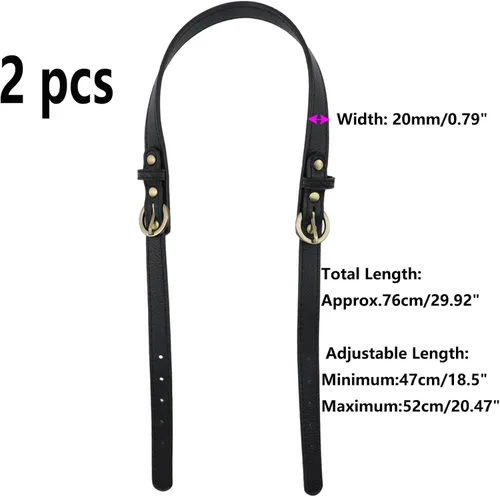 Vista 2 de Semetall 2 correas ajustables para bolso, color negro
