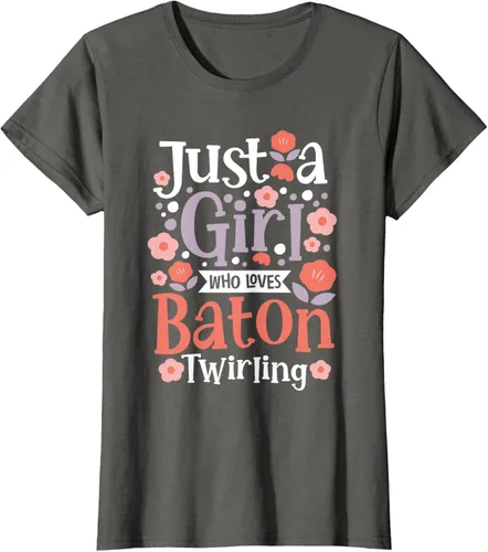 Vista 10 de A Girl Who Loves Baton Twirling - Camiseta de giro Majorette Twirler, Negro
