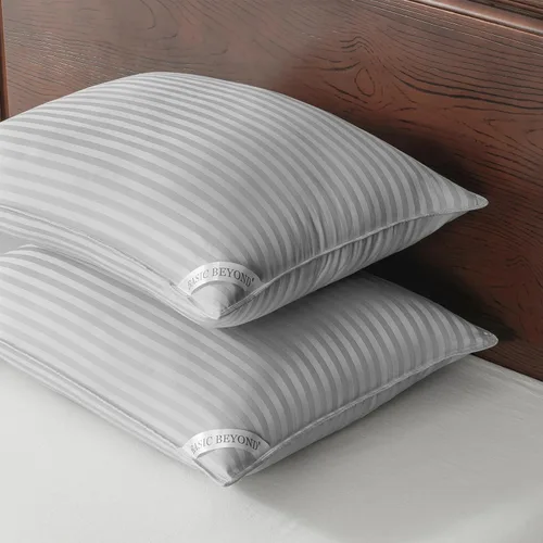Vista 14 de Basic Beyond Almohadas de cama para dormir, juego de 2 almohadas de tamaño estándar, almohadas alternativas de plumón de lujo, color negro, 20 x 26
