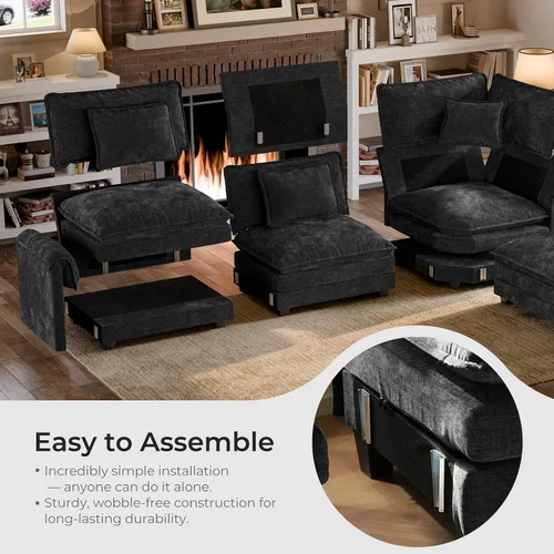 Vista 9 de ELUCHANG Sofá nube modular en forma de L de 116 pulgadas con almohada, sofá de asiento profundo para sala de estar, sofá moderno de 4 asientos