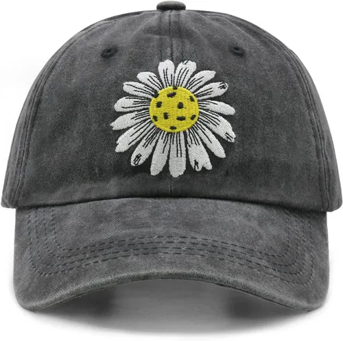 Vista 7 de Waldeal Sombrero de pickleball para mujer, gorra de béisbol bordada con margaritas Beige