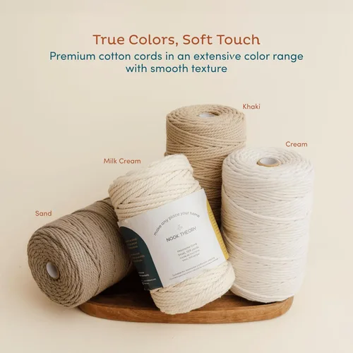 Vista 6 de Nook Theory Hilo de macramé de 3mm 109 yardas - Cuerda de macramé suave de 4mm, 5mm perfecta para nudos - Suministros de macramé para colgadores
