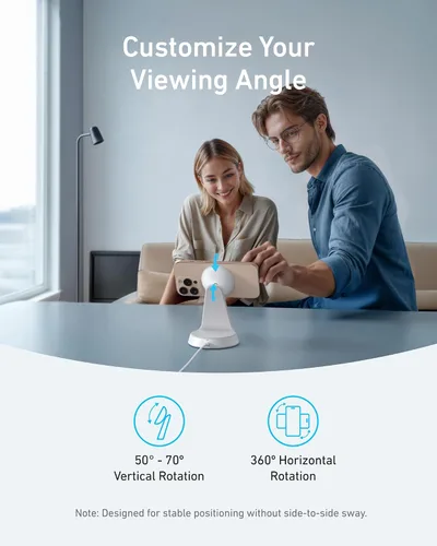 Vista 9 de Anker Soporte de carga 2 en 1 compatible con MagSafe, cargador inalámbrico iPhone 16, certificado Qi2 de 15 W, ultra rápido, ajustable y súper