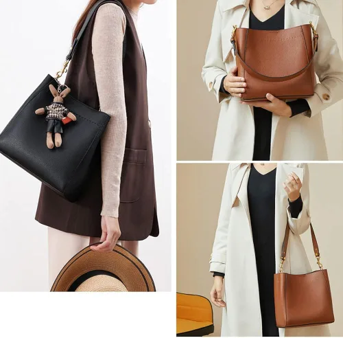 Vista 2 de Bolso de mano de cuero para mujer, bolso de hombro y bolsos de mano