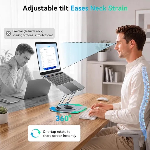 Vista 2 de Yottamaster Soporte ajustable para laptop, soporte de escritorio de Gris