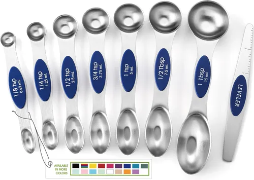 Vista 15 de Spring Chef Juego de cucharas medidoras magnéticas de acero inoxidable con imanes N45 fuertes, accesorios de cocina de metal resistente para hornear