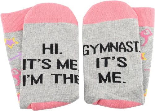Vista 3 de Regalo de gimnasta, regalo de equipo de gimnasia Hi It's Me I'm The Gymnast, calcetines de gimnasia para graduación