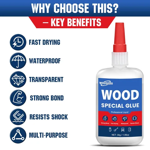 Vista 3 de WOUSEDO Wood Glue 30g, Fast Drying Strong Adhesive for Wood Repair