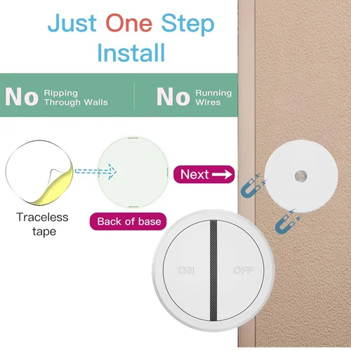 Vista 6 de Toma de control remoto inalámbrico, 15 A para luces y trituradores de basura Plug & Play sin cableado. Luces de control remoto de pared o de mano