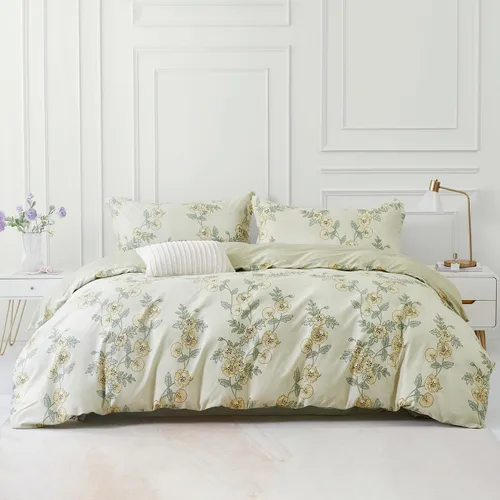 Vista 60 de SAPHREAS Juego de Funda de Edredón de Flores Rosas 2 piezas Algodón Estilo Jardín Campanilla Floral Ropa de Cama Juego de Funda de Edredón 100%
