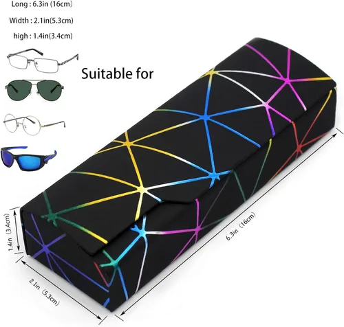 Vista 3 de Funda de gafas deslumbrante celosía, funda protectora portátil para gafas, cubierta rígida para gafas de moda, unisex..