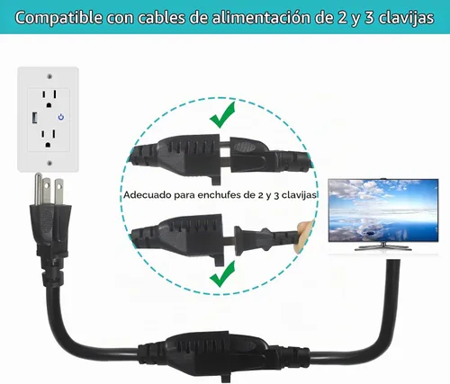 Vista 3 de Cable de extensión de alimentación corto de 1 pie de 1 pie – Cable de extensión corto de 3 clavijas para interiores SJT 16 AWG resistente cable