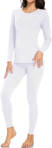 Vista 14 de wirarpa Juego de ropa interior térmica de algodón para mujer, ligera, pantalones largos, capa base, conjunto de pijama para mujer, parte superior e