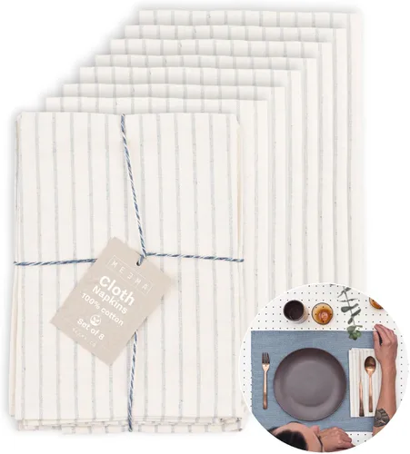 Vista 9 de MEEMA Servilletas de tela Servilletas de tela de algodón lavables hechas de materiales reciclados Juego de regalo de mesa de cocina 19.5 x