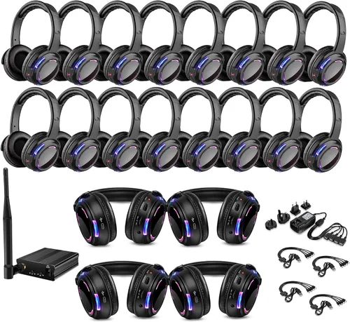 Vista 8 de Auriculares inalámbricos LED silenciosos profesionales de disco silencioso y RF LED silenciosos para iPod MP3 DJ Music Pary Club