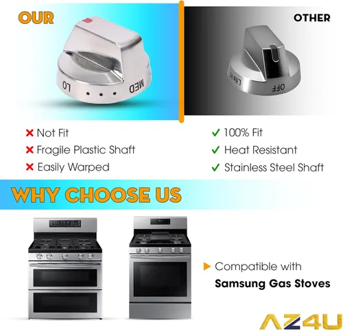 Vista 8 de AZ4U 5 piezas DG64-00473A - Perilla para horno, compatible con Samsung Gas Range NX58F5700WS NX58K7850SS NX58H5600SS NX58J7750SS NX58M6850SS