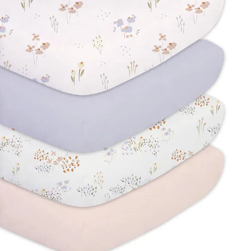 Vista 19 de Sábanas ajustadas para cuna para bebés niños 3 Pack, juego de sábanas de cuna de microfibra extra suave de 28" x 52" para colchón de cuna de bebé