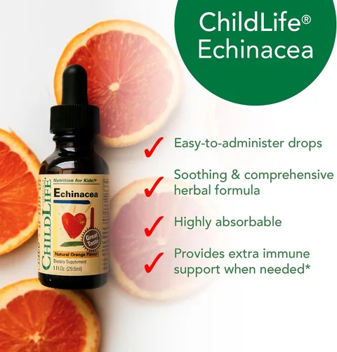Vista 6 de CHILDLIFE ESSENTIALS Echinacea for Kids - Gotas de equinácea para niños, tintura líquida, suplemento sin alcohol para bebés, niños pequeños, niños