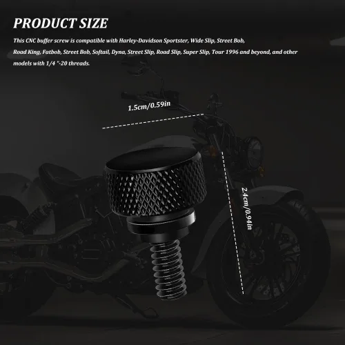 Vista 2 de Zufoty - Tornillo de asiento trasero cromado, tornillo de asiento de acero inoxidable de montaje rápido 1/4"-20 para Harley Davidson Touring