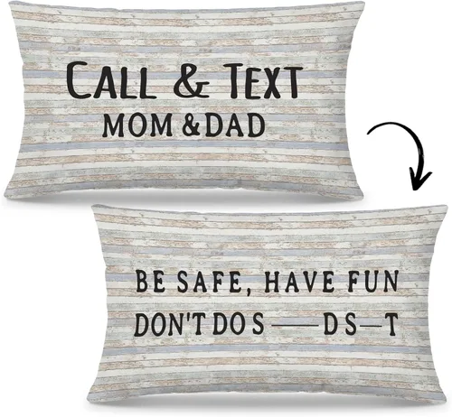 Vista 9 de Mingnei Funda de almohada con texto en inglés "Call Your Mom", divertida funda de almohada reversible decorativa de 12 x 20 pulgadas, regalos