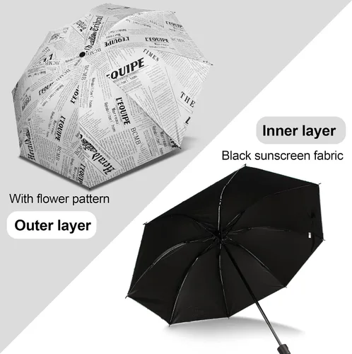 Vista 5 de YUEHUA Sombrilla pequeña compacta para lluvia resistente al viento paraguas negro portátil para lluvia paraguas plegable para automóvil paraguas