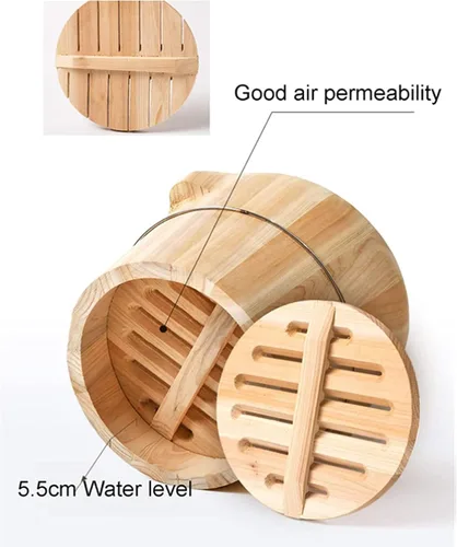 Vista 5 de Vaporizador de madera hecho a mano, vaporizador de arroz para sushi, cubo de mezcla de barril de madera con tapa, vaporizador chino, adecuado