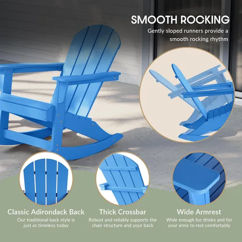 Vista 55 de WestinTrends Silla mecedora Malibu de poliéster para exterior/patio Adirondack, Negra