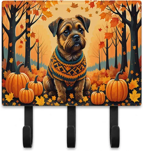 Vista 46 de Affenpinscher - Correa de otoño o llavero Affenpinscher Fall artwork on ceramic tile with three steel hooks for keys, leashes, towels