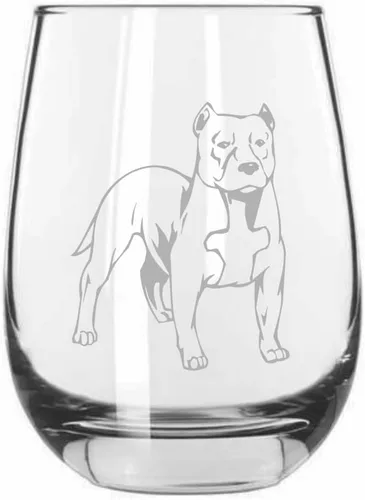 Vista 427 de Shar Pei (chino) - Vaso de vino sin tallo grabado para perro, 15.25 onzas