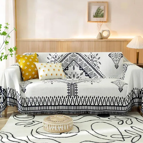Vista 11 de Homcosan Fundas para sofá, funda de toalla de algodón de punto geométrico para sofá de 2 plazas, muebles de sofá, protector de mascotas, mantas