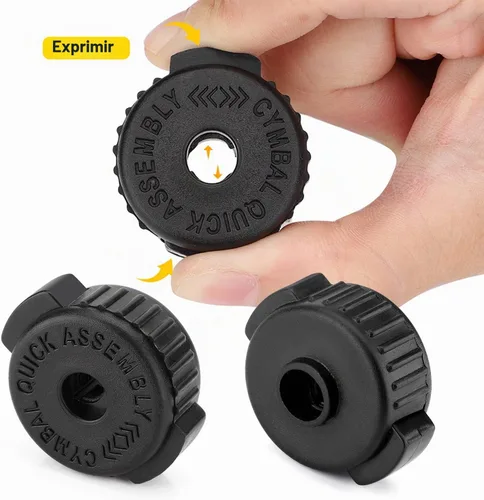 Vista 2 de Facmogu 6 piezas de tuercas de platillo de plástico negro, tuerca de platillo de 8 mm de ajuste rápido para kit de tambor de percusión, tuerca