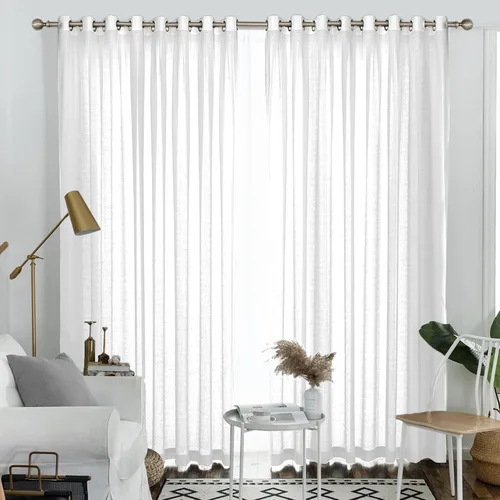 Vista 37 de Melodieux Cortinas Semitransparentes Negras de 63 Pulgadas de Largo para Ventanas Pequeñas de Sala de Estar y Dormitorio con Aspecto de Lino Rústico