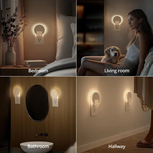 Vista 7 de Luz nocturna LED enchufable con retroiluminación y sensor automático de atardecer a amanecer, 1-50 LM, luz nocturna regulable de luz blanca cálida