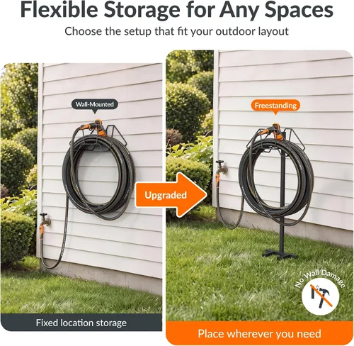 Vista 5 de Giraffe Tools Soporte para manguera de jardín con 4 picos con capacidad