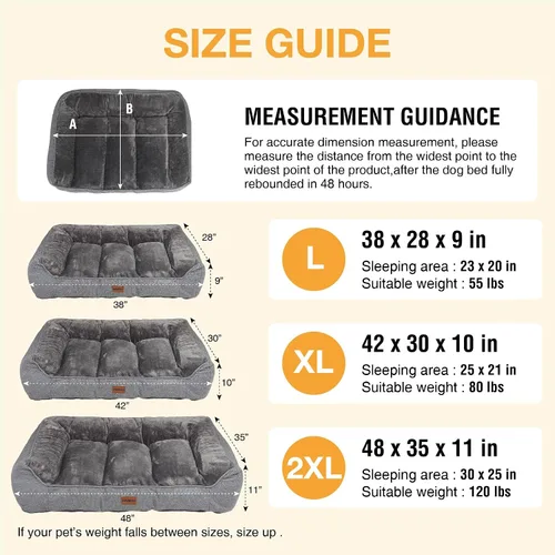 Vista 5 de [Usado] Cama Ortopédica para Perros para Perros Extra Grandes - Cama Sofá para Perros Impermeable de Espuma Viscoelástica con Lados, Camas para Gris