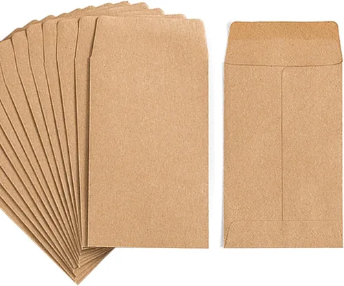 Vista 8 de Paquete de 200 sobres pequeños para monedas, sobres autoadhesivos de papel kraft para semillas, mini partes, artículos pequeños, paquetes