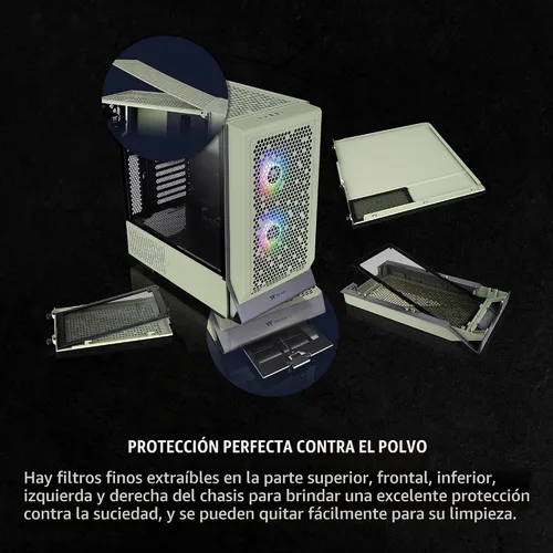 Vista 5 de Thermaltake Ceres 300 Matcha Green Mid Tower E-ATX carcasa para computadora con panel lateral de vidrio templado; 2 ventiladores CT140 ARGB