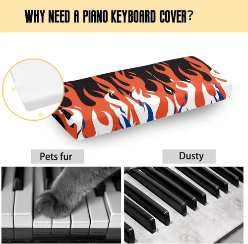 Vista 7 de Cubierta antipolvo para teclado de piano de llama, cubierta protectora de teclado de música elástica para pianos eléctricos digitales