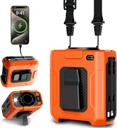 Vista 8 de Fotgear Mini ventilador de cintura portátil, 100 velocidades, 36000 rpm, flujo de aire fuerte, 4500 mAh, alimentado por batería, máximo 16 horas
