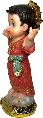 Vista 2 de Divino Nino - Estatua religiosa, 8 pulgadas, figura decorativa rosa y dorada