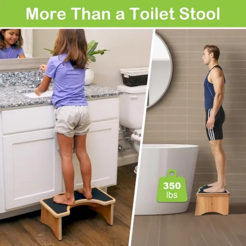 Vista 5 de StrongTek Taburete de inodoro mejorado para sentadillas, taburete de madera para baño 350 lbs , Anti-Slip Surface, Extra-Thick, Comfortable Toilet