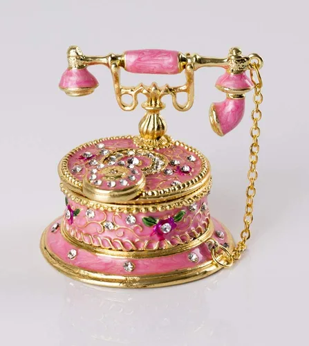 Vista 4 de SEVENBEES - Caja para joyas decorativa esmaltada pintada a mano con bisagras en forma de teléfono
