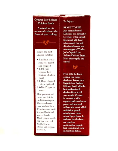 Vista 4 de Trader Joe's - Caldo de pollo orgánico bajo en sodio, 32 onzas líquidas