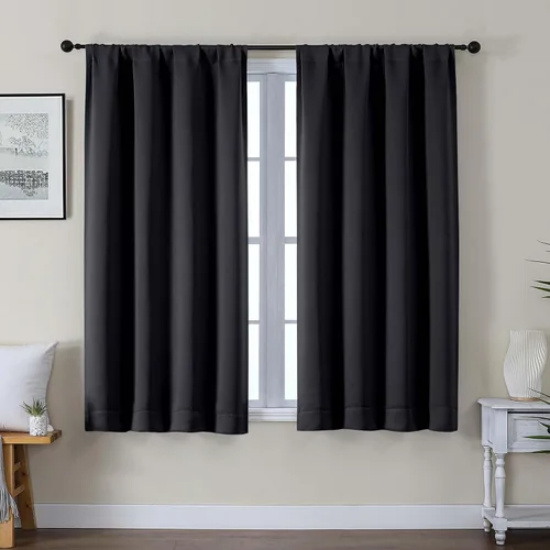 Vista 12 de Gwine Cortinas opacas para dormitorio, 54 pulgadas de largo, paneles de cortina de ventana con aislamiento térmico y reducción de ruido, cortinas