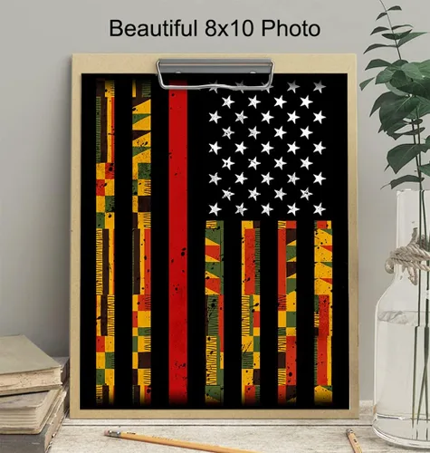 Vista 4 de Bandera Kente del Orgullo Afroamericano - Póster fotográfico de 8 x 10 pulgadas, regalo patriótico para profesores, derechos civiles, fanáticos